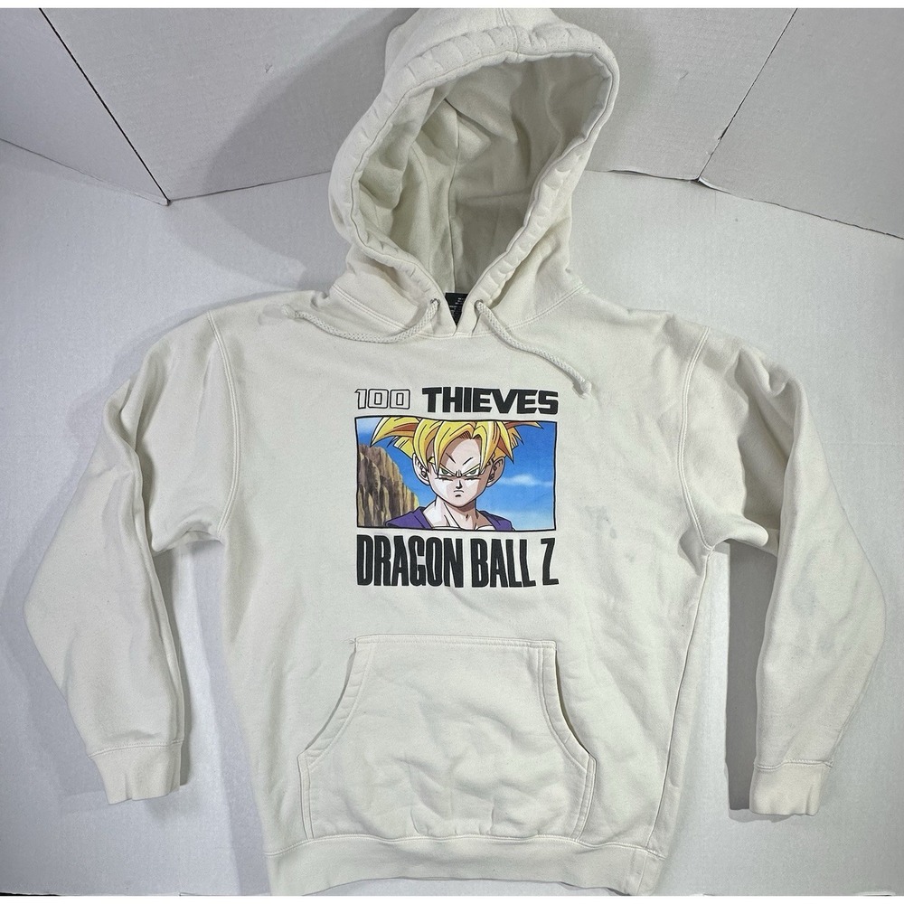 100 Thieves x Dragon Ball Z Hoodie Medium Gohan Graphic Anime Collab Read